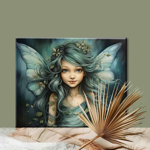 Miniatura 2 de Girl Angel - Pintura por números para adultos, hermosa niña con alas azules, pintura al óleo digital para bricolaje, pintura acrílica, kit