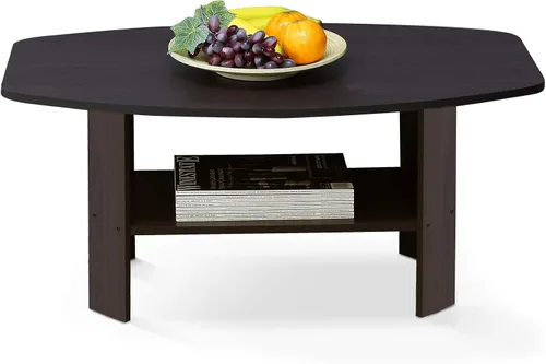 Miniatura 3 de Furinno Mesa de centro de diseño simple, nogal oscuro