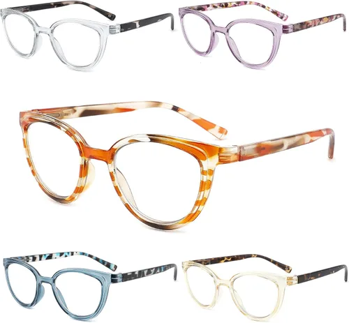Miniatura 8 de Paquete de 4 lentes de lectura con bloqueo de luz azul, para mujer con bisagras de resorte, antirreflejos, fatiga ocular UV, anteojos de computadora