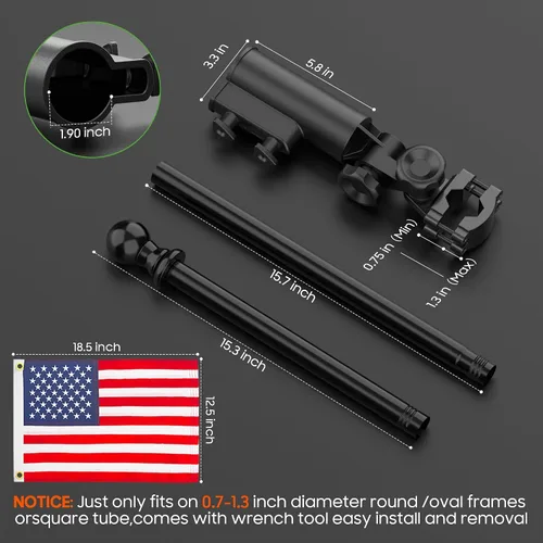 Miniatura 7 de 10L0L Kit de soporte para bandera de carrito de golf y poste de bandera universal para Yamaha EZGO Club Car, soporte resistente para carrito