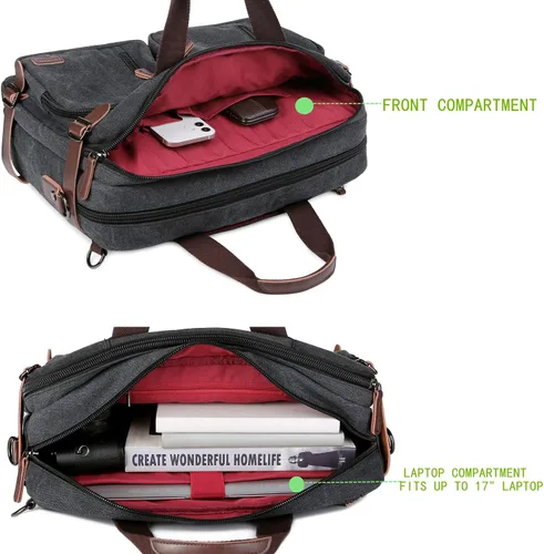 Miniatura 6 de Baosha Maletín convertible Mochila de 17 pulgadas para portátil Maletín de negocios HB-22 Mezclado negro-gris