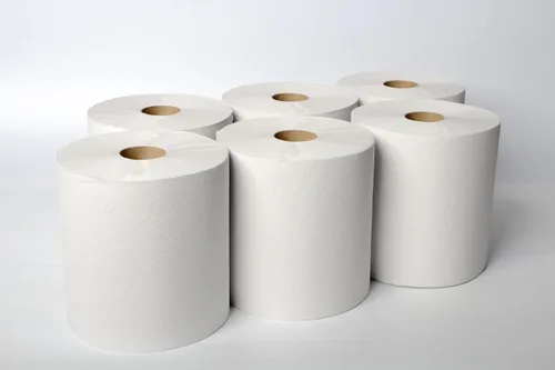 Miniatura 3 de Karat Rollos de toallas de papel comerciales, absorbentes y resistentes para zonas de alto tráfico, color blanco (paquete de 6)