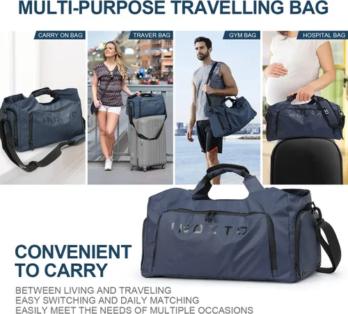 Miniatura 6 de Bolsa de gimnasio deportiva de 35 litros para hombres y mujeres, bolsa de viaje impermeable con compartimento para zapatos y bolsillo húmedo, bolsa