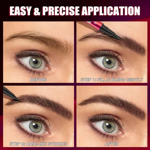 Miniatura 5 de YuLinLon Bolígrafo para cejas de doble cabeza, trazos ultraprecisos similares al cabello, maquillaje impermeable de larga duración, disponible en 5