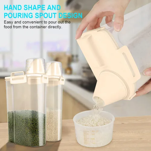 Miniatura 2 de Uppetly Contenedores herméticos de almacenamiento de alimentos secos de arroz, dispensador de plástico sin BPA con boquilla vertible, taza medidora