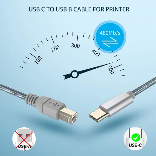 Miniatura 6 de LMUBOY Cable MIDI USB tipo C a USB tipo B, compatible con iPhone 15/16 Pro Max Plus, iPad con puerto USB-C, cable de impresora USB C