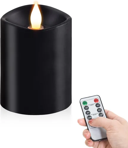 Miniatura 28 de Velas sin llama de 3 x 3 que funcionan con pilas con temporizador remoto, duran 600 horas, velas de batería parpadeantes, velas LED eléctricas