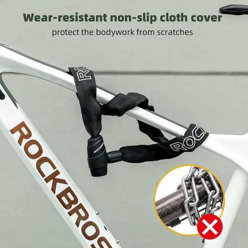Miniatura 3 de Candado de cadena para bicicleta ROCKBROS, resistente antirrobo, de 3 pies de largo, 5mm de grosor, candado para bicicleta con juego de llaves, a