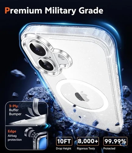 Miniatura 377 de FNTCASE Funda para iPhone 13 Pro-Max: Fundas magnéticas transparentes compatibles con Magsafe Slim anti amarillamiento protección contra caídas