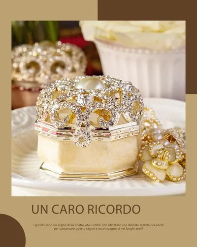 Miniatura 3 de Caja de doble anillo para ceremonia de boda, pequeña caja de anillo de compromiso para propuesta, caja de portador de anillos vintage, caja