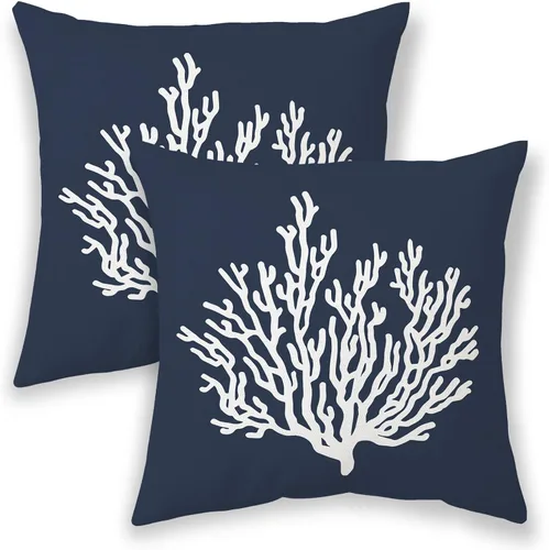 Miniatura 12 de Fundas de almohada azul de espuma de mar de 16 x 16 pulgadas, almohadas decorativas de verano para exteriores, fundas de cojín decorativas