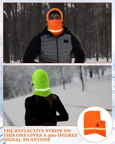 Miniatura 4 de JaGely 4 piezas de pasamontañas reflectante de alta visibilidad forro polar de invierno térmico ajustable cobertura completa para el cuello máscara