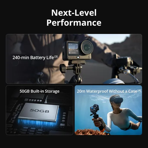 Miniatura 6 de DJI Osmo Action 6 Combo estándar, cámara de acción impermeable de 8K con sensor cuadrado de 1/1.1", apertura variable de f/2.0–f/4.0, Rocksteady