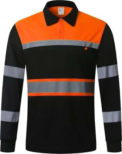 Miniatura 2 de Camisas de seguridad HoliSecure para hombre, camisas polo reflectantes de alta visibilidad para hombre con bolsillo, ropa de trabajo de manga corta