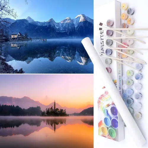 Miniatura 75 de BAISITE Kit de pintura por números para adultos principiantes, 12 pulgadas de ancho x 16 pulgadas de largo, paquete de 2 lienzos para kits