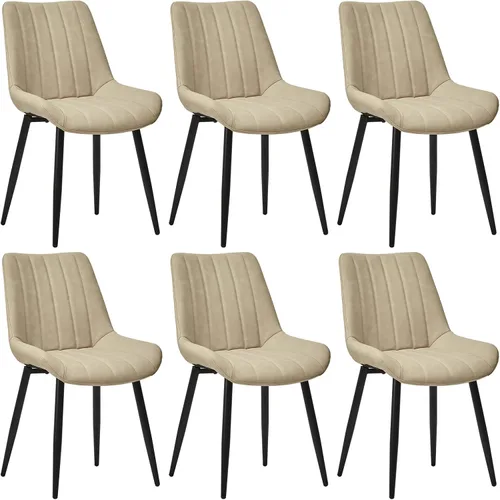 Miniatura 21 de CLIPOP Juego de 2 sillas de comedor, sillas de comedor de piel sintética con asiento tapizado, cojín cómodo con respaldo alto, patas de metal, silla