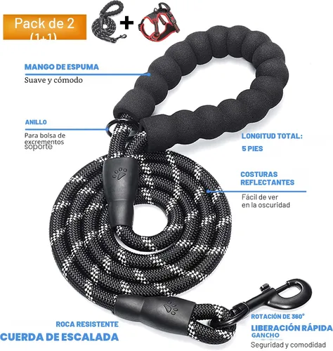 Miniatura 2 de TobeDRI - Arnés antitirones para perro, ajustable, reflectante, tela Oxford fácil de controlar, para perros medianos y grandes con una correa de 5
