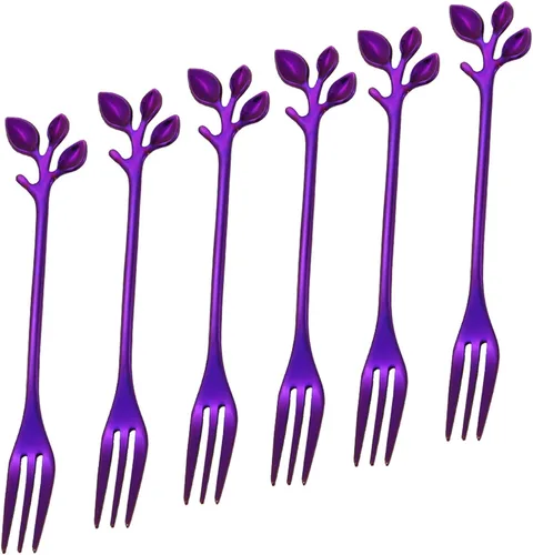 Miniatura 19 de Juego de 6 tenedores de frutas de acero inoxidable de 4.7 pulgadas, mini tenedores de ensalada, aperitivos, postres, aperitivos, tenedores pequeños