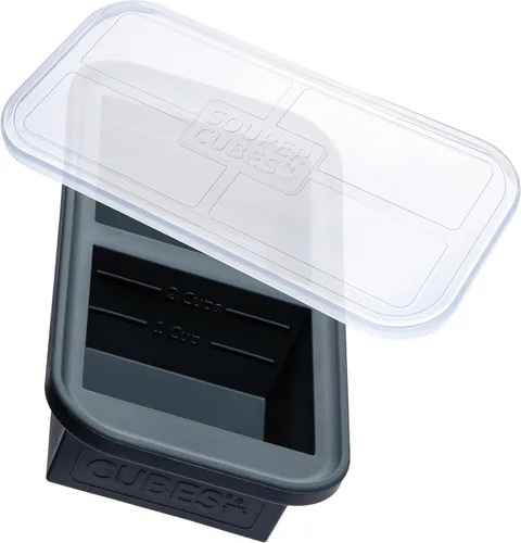 Souper Cubes Bandeja de silicona para congelador de 2 tazas con tapa, perfecta para almacenar lasaña, sobras, salsas, comidas en porciones y más,