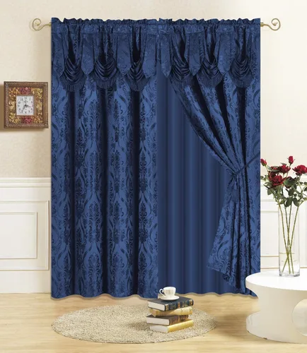 Miniatura 15 de All American Collection Nuevo juego de cortinas de 4 piezas con cenefa adjunta y transparente con 2 alzapaños incluidos