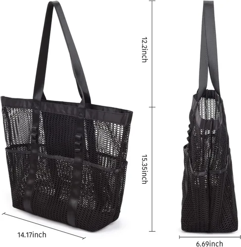 Miniatura 2 de Bolsa de playa - Bolsa tote de malla para vacaciones en la playa, ropa para mujeres, bolsa para piscina para viajes, piscina, crucero familiar