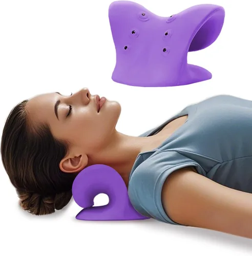 Miniatura 9 de Estirador de cuello con terapia magnética de acupresión para aliviar el dolor, relajante de cuello y hombros, almohada quiropráctica, restaurar