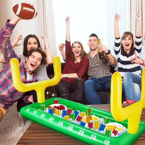 Miniatura 6 de Paquete de 2 enfriadores inflables de campo de fútbol, decoración de fiesta de fútbol, barra inflable para servir hielo para suministros de fiesta