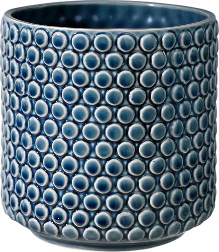 Miniatura 13 de Bloomingville Maceta de cerámica – Maceta negra de 5 pulgadas con lunares – Maceta moderna de cerámica con esmalte agrietado – Sin agujeros