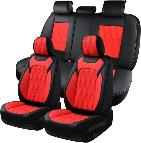 Miniatura 15 de Coverado Juego Completo de Fundas de Asiento de Automóvil, Fundas de Asiento de Cuero de Lujo para Delantero y Trasero, Fundas de Asiento En