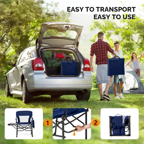 Miniatura 5 de VINGLI Sillas de campamento, silla de directores, silla de camping con mesa auxiliar y bolsa de transporte, sillas de campamento resistentes