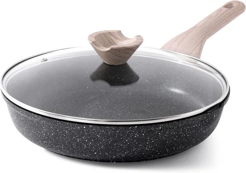 Miniatura 10 de Kordisen - Sartén antiadherente con tapa, sartén de 9.5 pulgadas de granito para huevos y tortillas, saludable y no tóxica, compatible con Granito