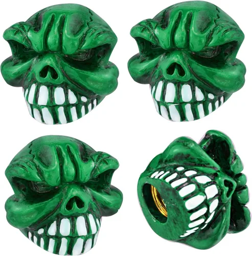 Miniatura 8 de Juego de 4 tapas de vástago de válvula de calavera para automóviles, SUV, bicicleta, camiones, motocicletas, atractivos accesorios para automóvil