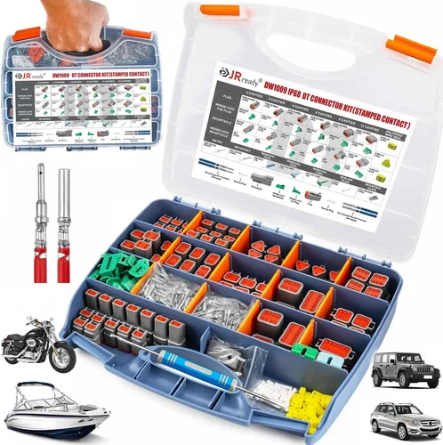 Miniatura 8 de JRready DW1009 Kit de conectores Deutsch, conectores DT grises de 2, 3, 4, 6, 8 y 12 pines, tamaño 16 contactos formados con sello (14-18AWG)