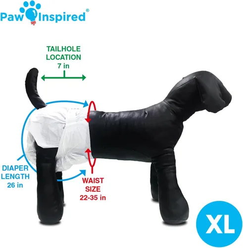 Miniatura 5 de Paw Inspired 20 unidades de pañales desechables para perros Pañales para perras con ultra protección Pañales para perros en celo, micción por