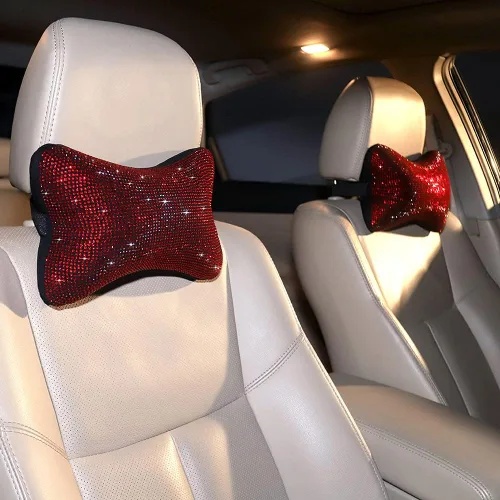 Miniatura 10 de Carwales - Paquete de 2 almohadas cervicales para el conductor, cojín para el reposacabezas del asiento del automóvil para relajar el cuello, Negro