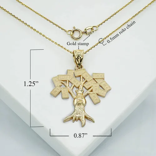 Miniatura 2 de Colgante de árbol del tesoro de oro amarillo de 10 quilates, blanco o rosa de USD, elección de metal