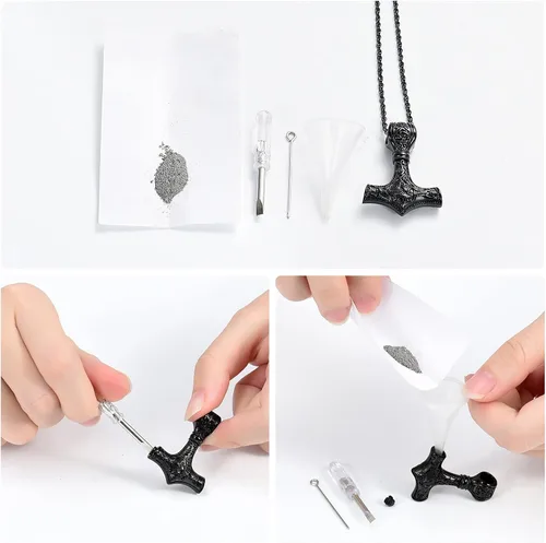 Miniatura 5 de shajwo Mjolnir Thors - Collar de urna de martillo para cenizas para hombres, celta, nórdico, vikingo, joyería de cremación para mujer, recuerdo