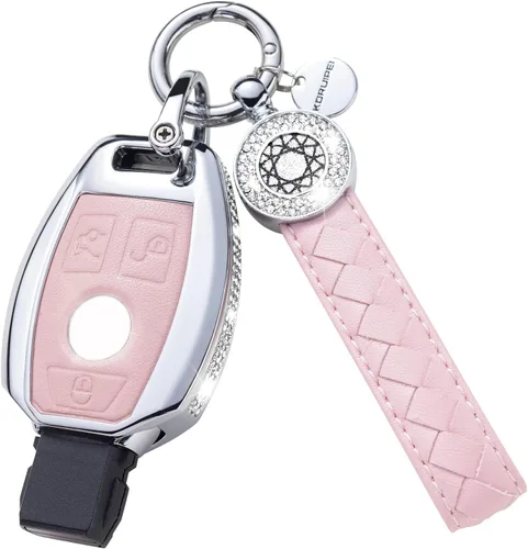Miniatura 39 de Funda para Llave Honda con Llavero, Carcasa Protectora de Cuero Genuino Rosa con Cristales Compatible con Honda Accord Civic CRV Pilot Odyssey 2022