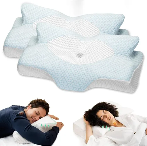Miniatura 15 de Almohadas cervicales de espuma viscoelástica Elviros para el dolor de cuello y hombros, almohada para el cuello para dormir, almohadas para dormir