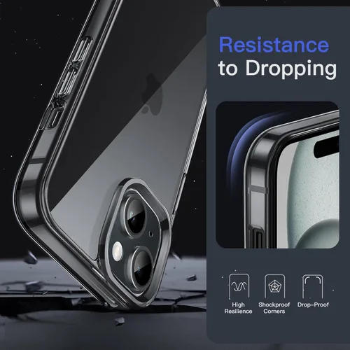 Miniatura 5 de JETech - Funda para iPhone 15 de 15,5 cm, cubierta antiamarilleo a prueba de golpes, parte trasera transparente antiarañazos (negro)