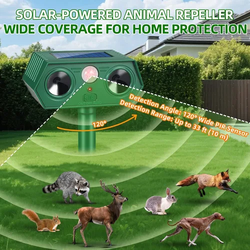 Miniatura 2 de Mapache ultrasónico solar 2025 Fortress Pro, dispositivos repelentes de ciervos y gatos, repelente de animales, ardilla, conejo disuasorio al aire