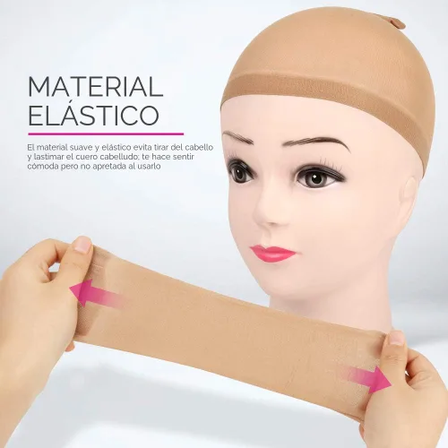 Miniatura 4 de Fandamei 4 piezas Gorras de Peluca de Media de Nailon Elástico Marrón Claro para Mujeres