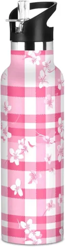 Miniatura 21 de Cartoon Lily White Double Wall Vacuum Insulated Bottles Water Bottles With Straws Leak-proof BPA-Free Leak Proof for Gym Sports