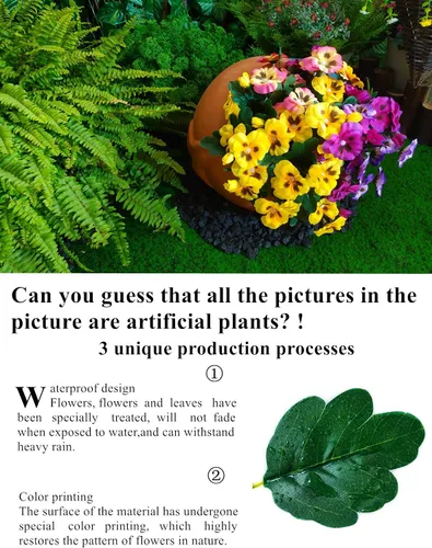 Miniatura 2 de 12 paquetes de flores artificiales para exteriores, resistentes a los rayos UV, flores de plástico sintético a granel, plantas falsas