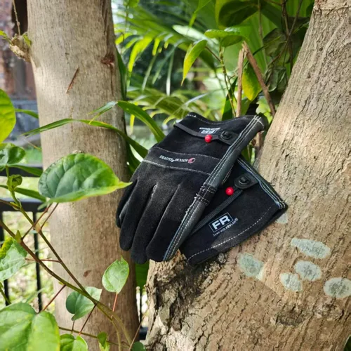Miniatura 5 de Guantes de trabajo de cuero de vaca para hombres, resistentes para jardinería, patio, paisajismo, soldadura, mecánica, construcción, campamento