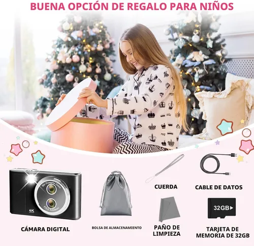 Miniatura 7 de Cámara digital, 48MP FHD 1080P cámara de apuntar y disparar con zoom de 16x, cámara portátil compacta antivibración para fotografía con tarjeta