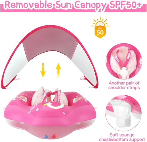 Miniatura 2 de WYRIAZA Flotador de piscina para bebé con toldo, flotador de bebé para natación en la piscina, flotadores de piscina infantil con protección solar