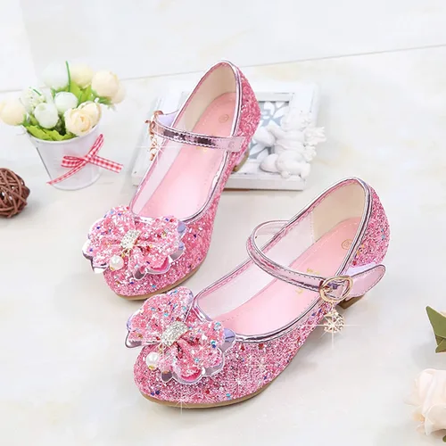 Miniatura 5 de Walofou Zapatos de vestir para niñas de flores, zapatos de tacón para fiesta de boda, zapatos planos de princesa Mary Jane para niños pequeños