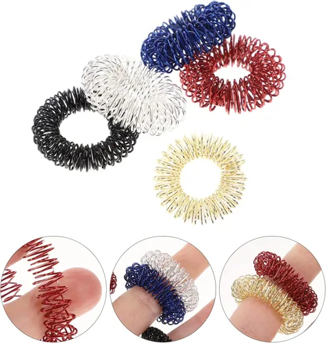 Miniatura 4 de 5pcs Spiky Sensory Finger Massager Roller Silent Toy para masaje de dedos (oro, plata, negro, azul, rojo)