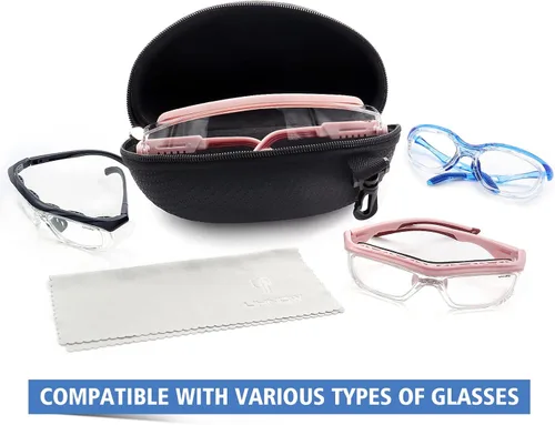 Miniatura 6 de UKNOW Gafas de seguridad sobre lentes, lente envolvente transparente antivaho ANSI Z87.1; estuche portátil para gafas de seguridad con clip